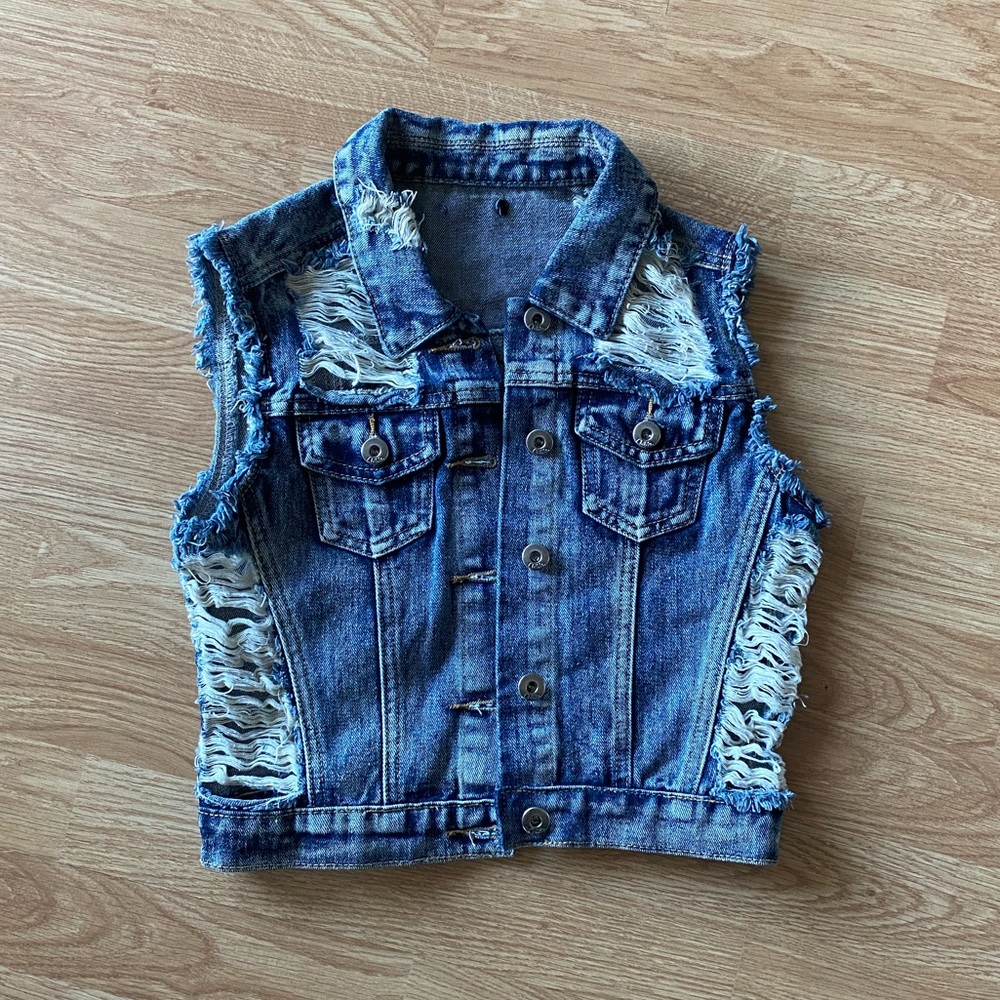 Distressed Denim Vest